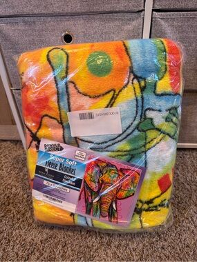Dawhud Direct Colorful Elephant Fleece Throw Blanket - Bright Multicolor